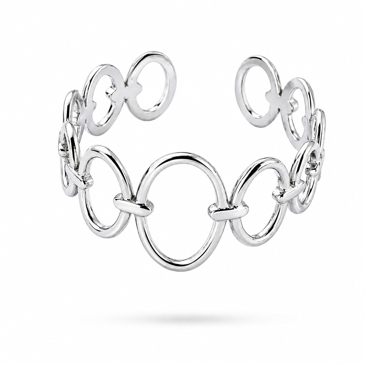 Bague Ajustable Argentée – Cercles Entrelacés