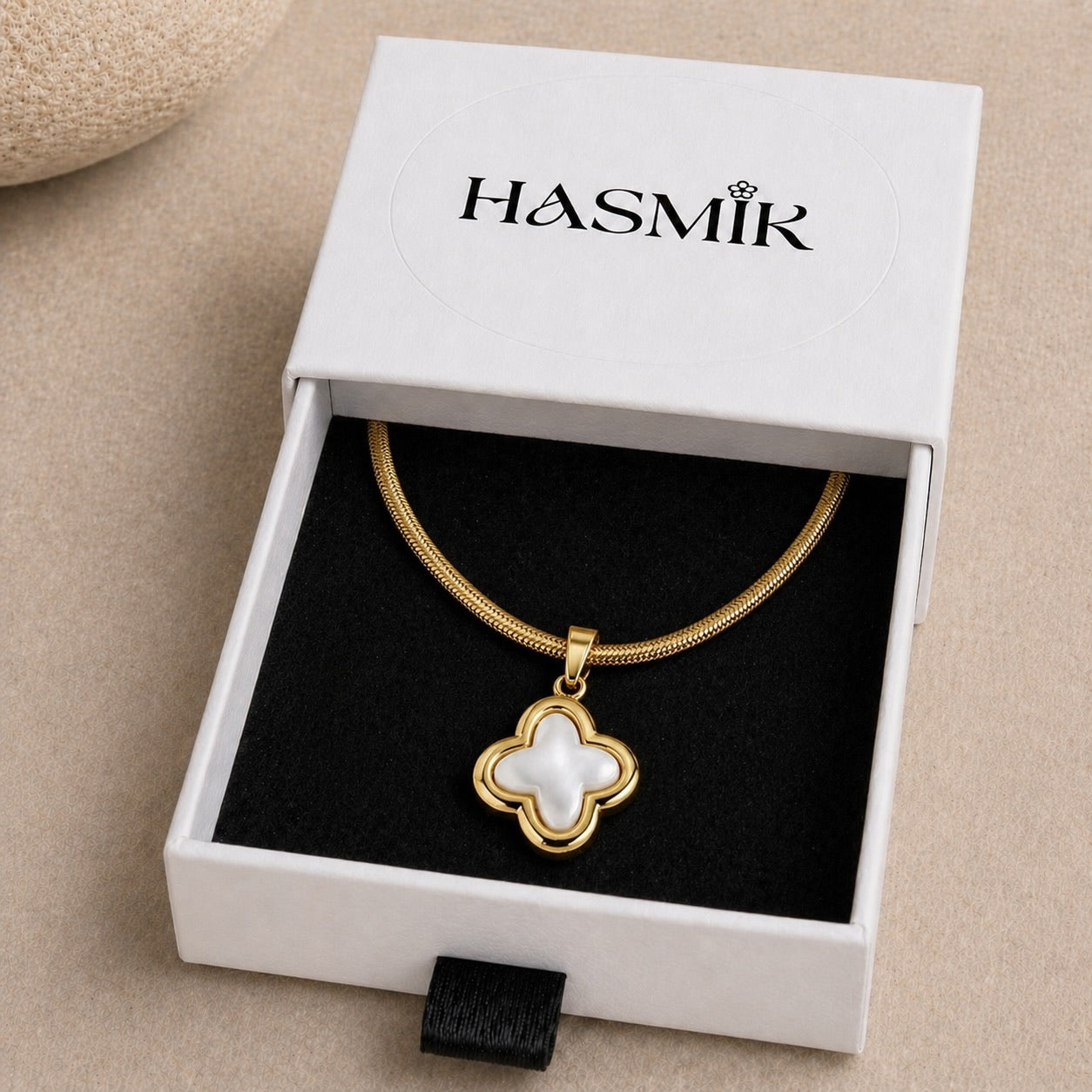 Collier Trèfle Nacre Doré