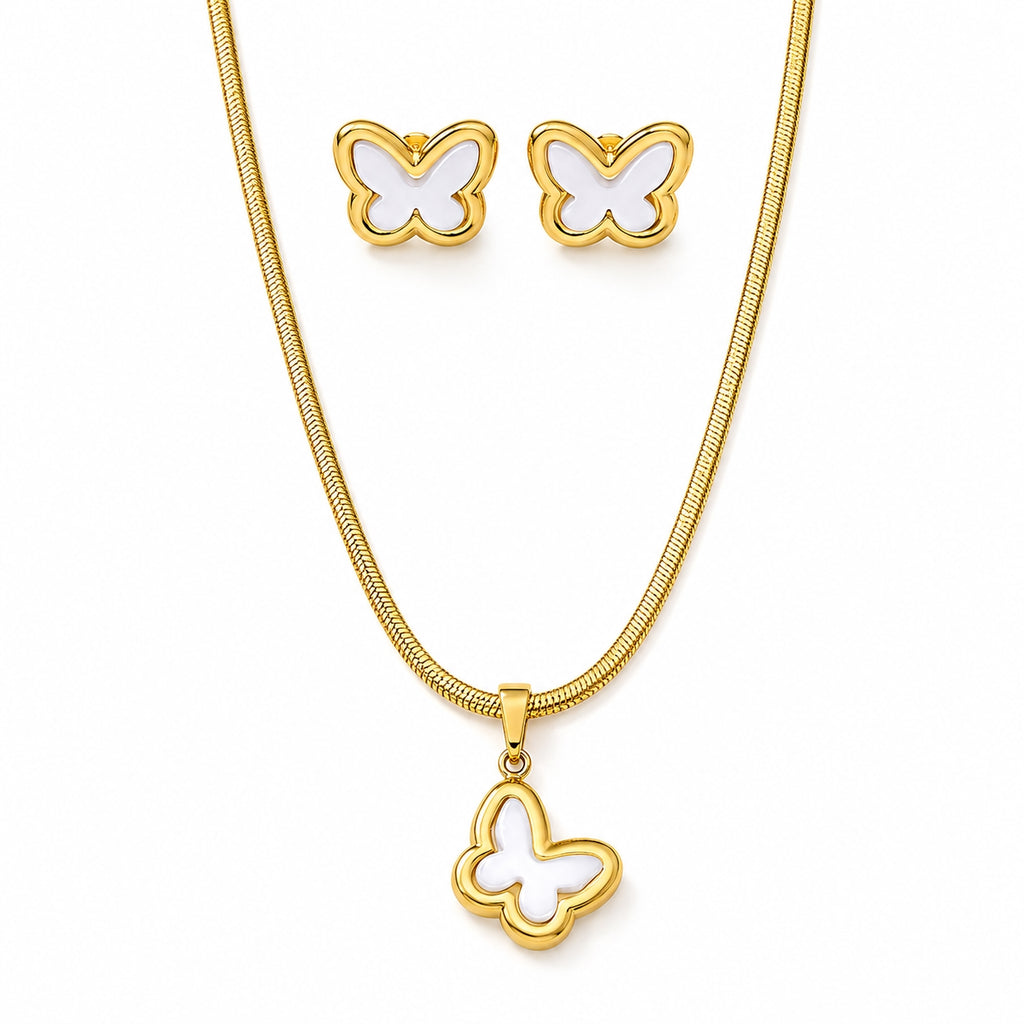 Parure Papillon Nacrée Dorée