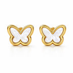 Boucles d'oreilles Papillon Nacrée Dorée