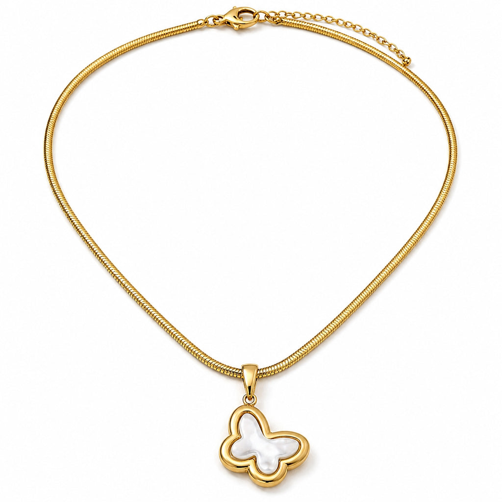 Collier Papillon Nacrée Dorée