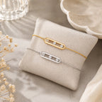 Bracelet Barre Cristaux Doré argenté