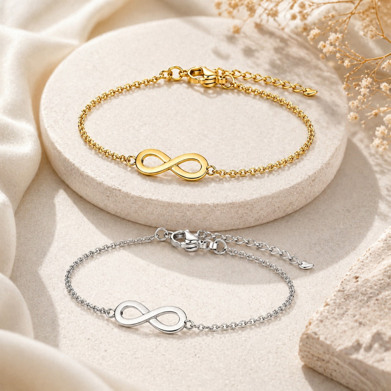 Bracelet symbole infini en acier inoxydable 
