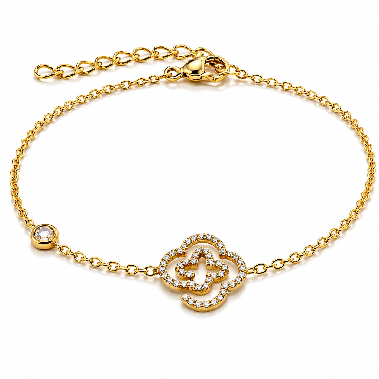 Bracelet Trèfle Zircons
