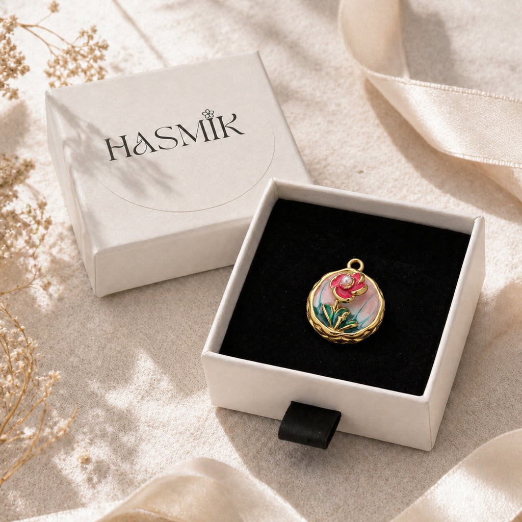 Pendentif Rose Émaillée 