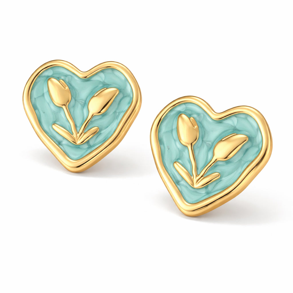 Boucles d’oreilles cœur tulipe multicolores