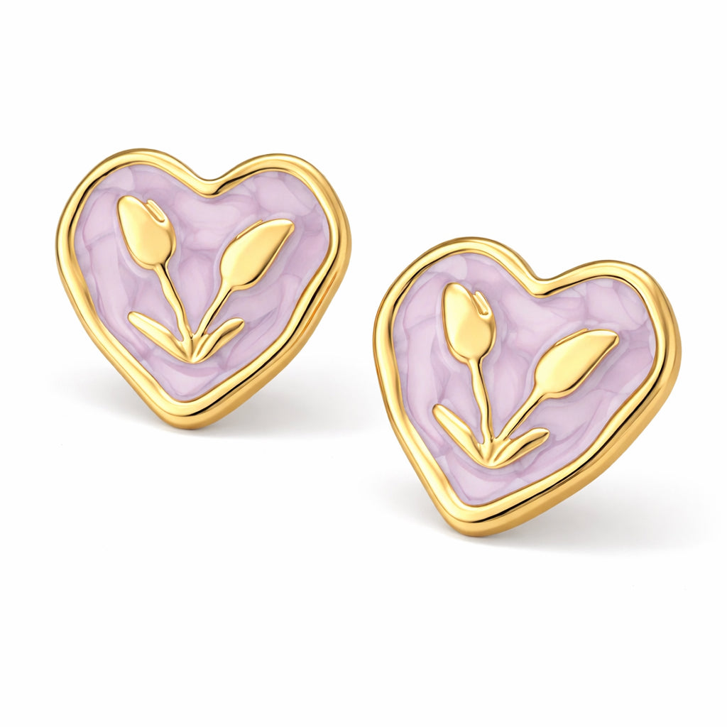 Boucles d’oreilles cœur tulipe multicolores