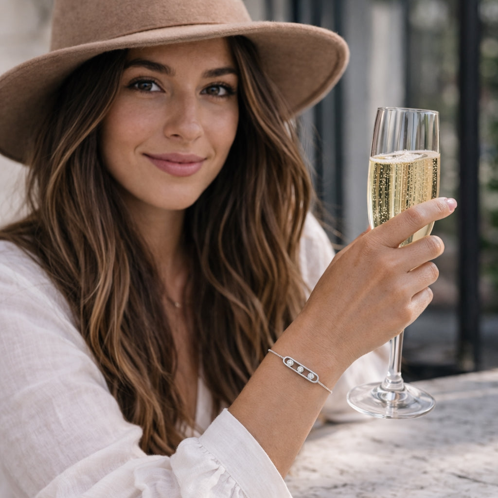 Bracelet Barre Cristaux Argenté