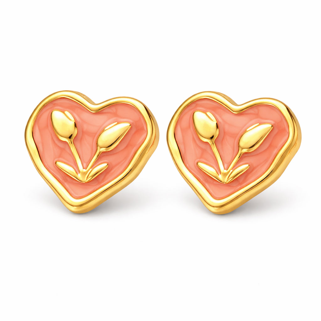 Boucles d’oreilles cœur tulipe multicolores