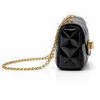 Sac Mini Brillant Matelassé Chaîne Dorée