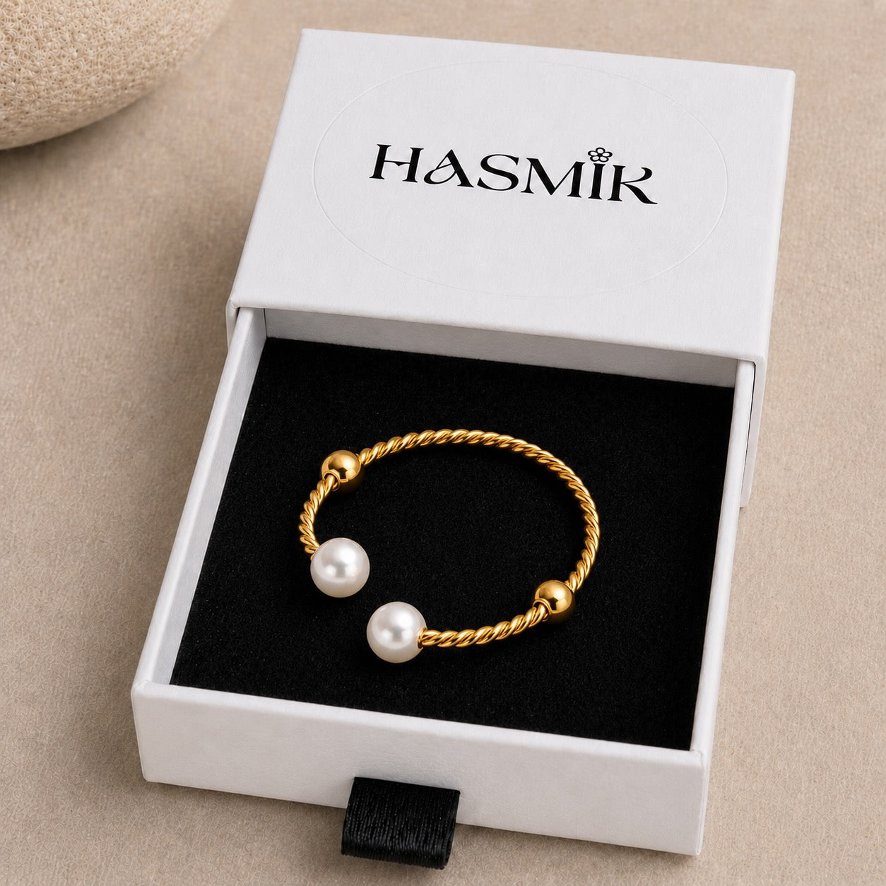 Bague ouverte perles