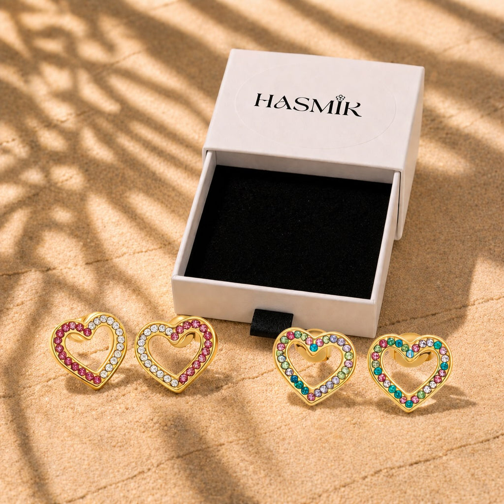 Boucles d’oreilles cœur multicolore
