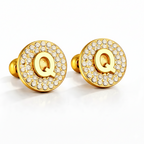 Boucles d’Oreilles Initiales Dorées Zircons