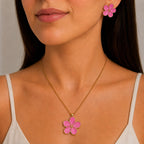 Parure Fleur Dorée Colorée corail