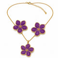 Parure Fleur Dorée violet