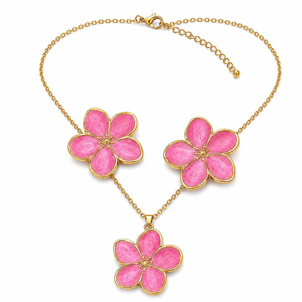 Parure Fleur Dorée rose
