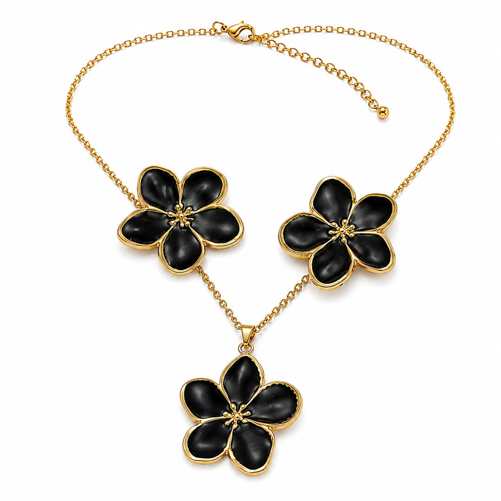 Parure Fleur Dorée noir
