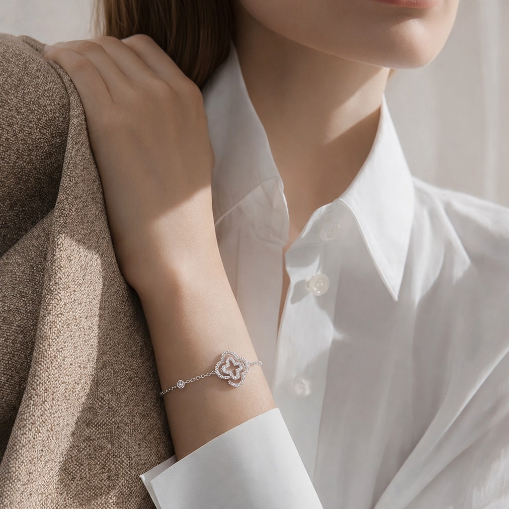 Bracelet Trèfle Zircons