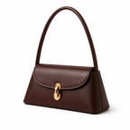 Sac Épaule Structuré Fermoir Doré marron