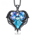 Collier Cœur Bleu Cristal Ailes d’Ange