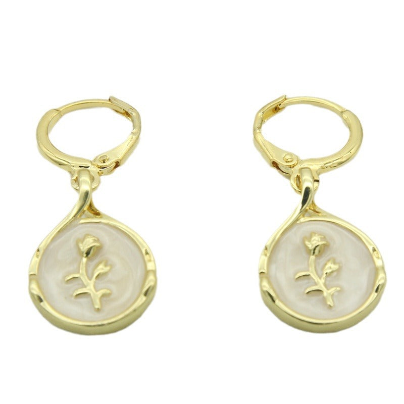 Boucles d’Oreilles Goutte Nacre Incrustée Rose